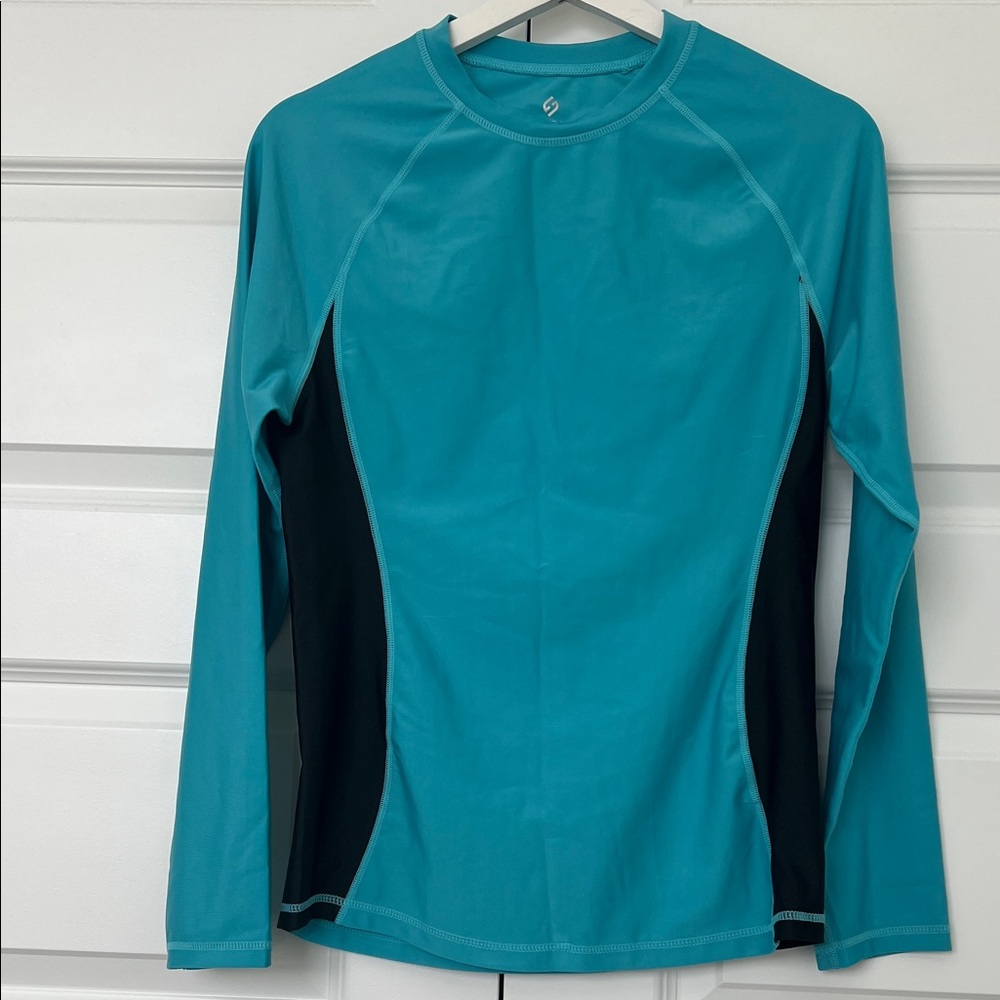 Women's Teal and Black Long Sleeve Swimwear